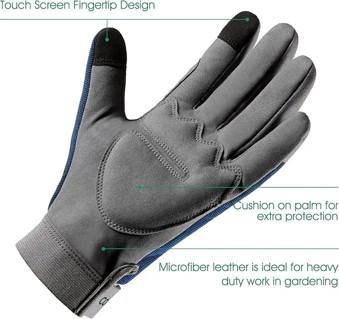 COOLJOB Thorn Proof Garden Gloves with Touchscreen Fingers for Men, Rose Pruning Work Gloves with Palm Cushion for Gardener, Farmer and Landscaper (Navy 1 Pair Medium) by GreenHaven Gardens