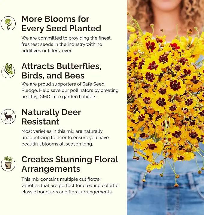 Eden Brothers All Annual Wildflower Mixed Seeds for Planting, 1 lb, 480,000+ Seeds with Sunflower, Indian Blanket, Scarlet Flax | Attracts Pollinators, Plant in Spring, Zones 3, 4, 5, 6, 7, 8, 9, 10 by GreenHaven Gardens