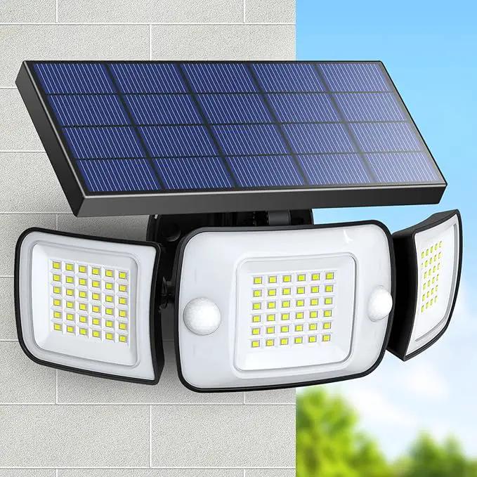 intelamp Solar Outdoor Lights,6000mAh Motion Sensor with Dual Sensors,Waterproof Solar Flood Lights 270°Wide Angle for Outside with 3 Modes by GreenHaven Gardens