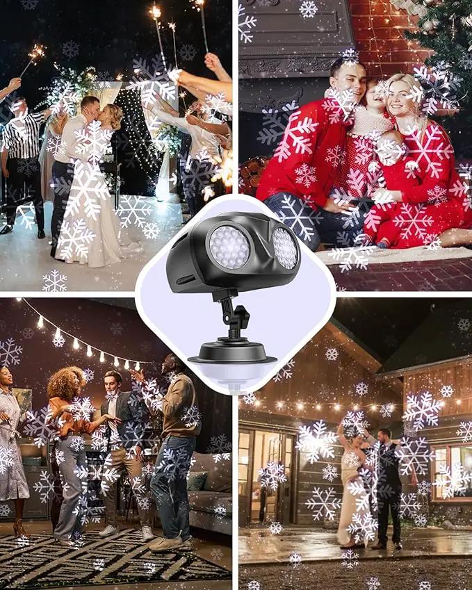 Double Head Christmas Snowflake Outdoor Projection Light,Waterproof Christmas Lights, 180°Rotation Christmas Lights Outdoor, Suitable for Indoor Holiday Christmas Garden Patio Decorations (L) by GreenHaven Gardens