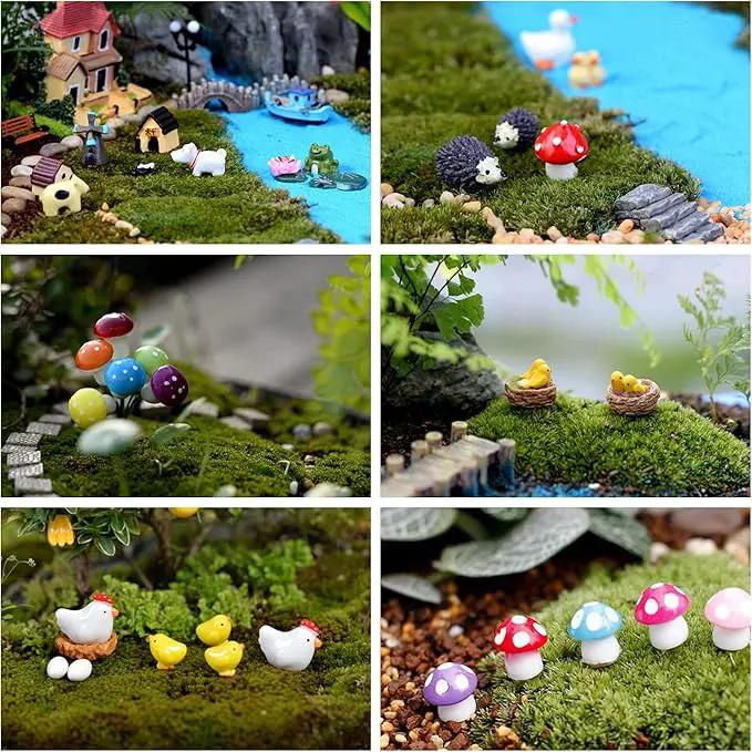 132pcs Fairy Garden Accessories Kit Miniature Animals,Tree,Fence,House Figurines Ornament Statue Craft for DIY Garden Micro Landscape Bonsai Dollhouse Decoration by GreenHaven Gardens
