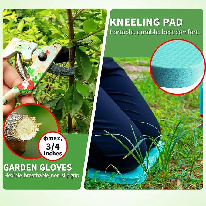 Garden Tools Set WANCHI 10 Piece Heavy Duty Floral Garden Tool Set Gardening Gifts for Women Men Birthday Rust-Proof Aluminum Garden Hand Tools Gardening Kit with Tote Bag Apron Glove by GreenHaven Gardens
