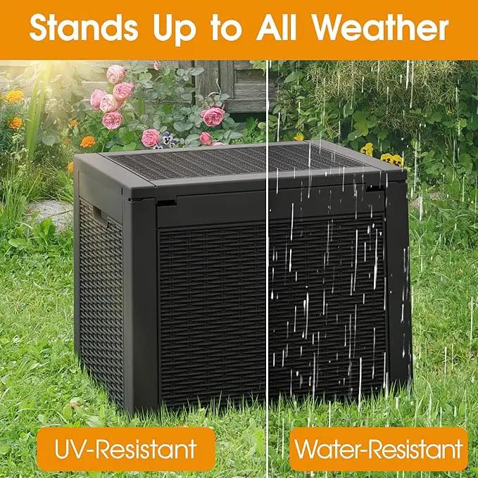 NUNU LAB 31 Gallon Outdoor Storage Box Waterproof,Indoor Outside Deck Box,Backyard Storage Bin For Package Delivery,Garden Tools,Patio Cushions,Pool Accessories,Storage Bench Lockable Lid by GreenHaven Gardens