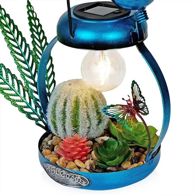 Alpine Corporation LYT290SLR-HH Solar-Powered Metal Flamingo with Garden Enclosed LED Light, Solar Patio Decor, 16''H, Blue by GreenHaven Gardens