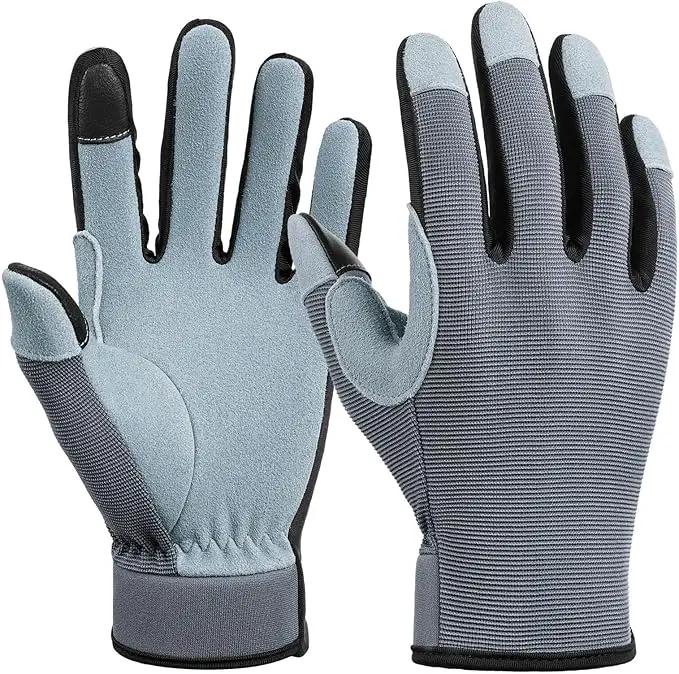 OZERO Women Leather Work Gloves: Touch Screen | Deerskin Garden Gloves with Grip | Ideal for Yard Work, Daily Tasks, Driving by GreenHaven Gardens