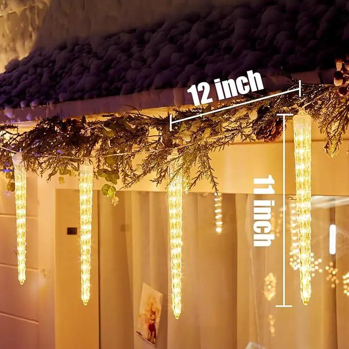 Christmas Icicle Lights Outdoor, 10ft Meteor Shower Lights with 10 Large Tube 240 LED Dropping Lights Effect, Falling Crystal Christmas Decorations for House Eave Roofline, Warm White by GreenHaven Gardens