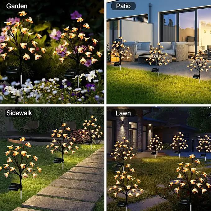 Solar Garden Lights Outside - 4 Pack 80 LED Solar Bee Lights Outdoor Waterproof with 8 Modes Landscape Decoration for Garden Patio Yard Walkway Grass Spring Decor (Warm White) by GreenHaven Gardens