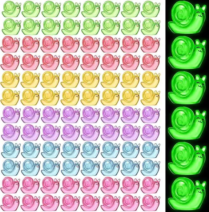 180 Pcs Luminous Resin Snail Miniatures Mini Animals Figures Cute Snail Figurine Fairy Decor Animal Ornament for Garden Landscape Home Accessories Craft Cake Decoration DIY by GreenHaven Gardens