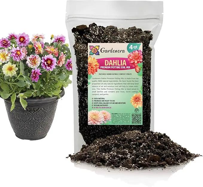 Premium Dahlia Potting Soil Mix - Ideal for Growing Vibrant and Healthy Dahlias - 4 Quart by GreenHaven Gardens