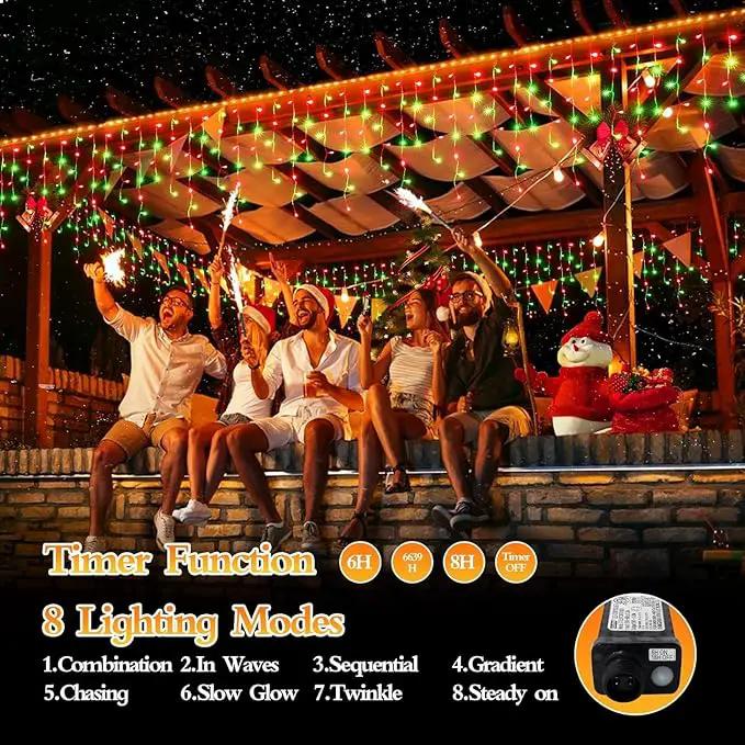 960 LED 98FT Christmas Lights Plug in 8 Modes with Timer Dimmable Christmas Decorations Outdoor Waterproof Indoor Curtain String Lights for Roof Garden Holiday Wedding Party Decor Red + Green by GreenHaven Gardens