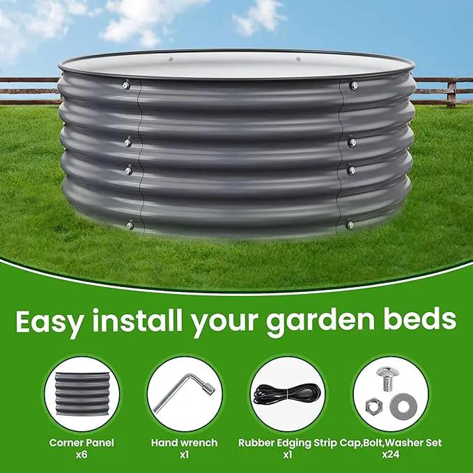 Round Raised Garden Beds, 42''x42''x17''Outdoor Galvanized Garden Planter Box for Vegetable Fruits Flower Herb (Deep Grey) by GreenHaven Gardens