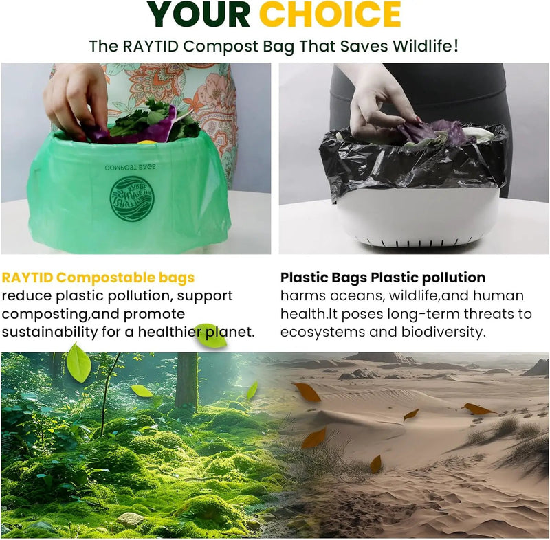 Compost Bags 1.3 Gallon,150 Count,Compostable Small Trash Bags for Kitchen Countertop Compost Bin 0.75, 1,1.2, 1.3Gallon,ASTM D6400, US BPI and Europe OK compost HOME certified by GreenHaven Gardens