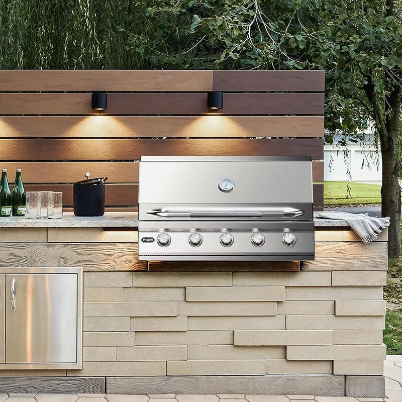 Hygrill 40-Inch Built In Grill, Stainless Steel 5-Burner Grill Head for Outdoor Kitchen, Liquid Propane by GreenHaven Gardens