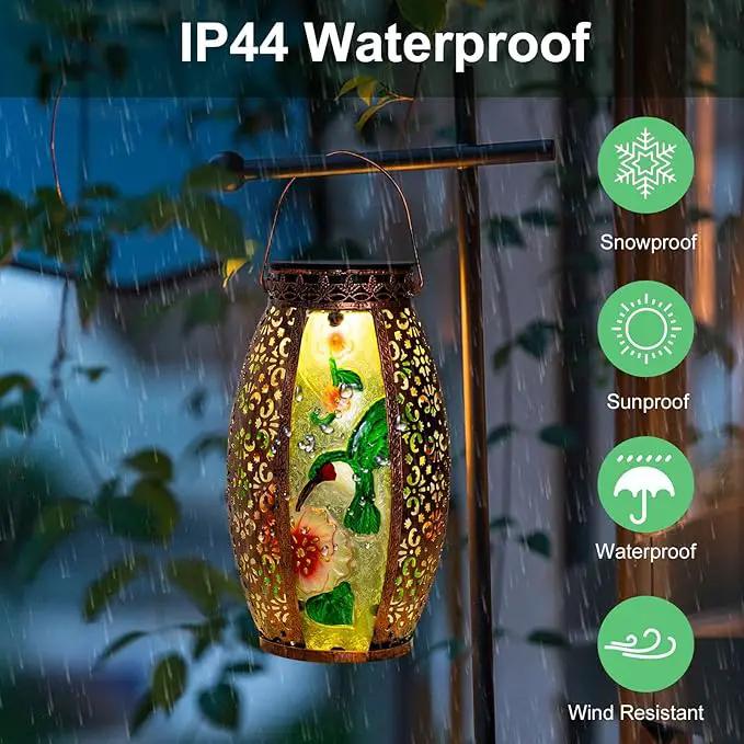Larekook Outdoor Solar Lantern-Waterproof Hummingbird Hanging Metal Decorative Lights for Patio Table Garden Pathway Yard with Super Bright Warm White LED,Large Solar Panels,Auto On/Off Sensor by GreenHaven Gardens