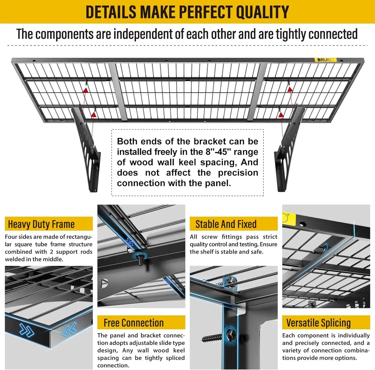 1.64x4ft Adjustable Rail Wall Garage Storage Shelf, for Tool Room, Storage Room, Store Supermarket Wall Storage Shelving Rack (2 Pack-Black) by GreenHaven Gardens