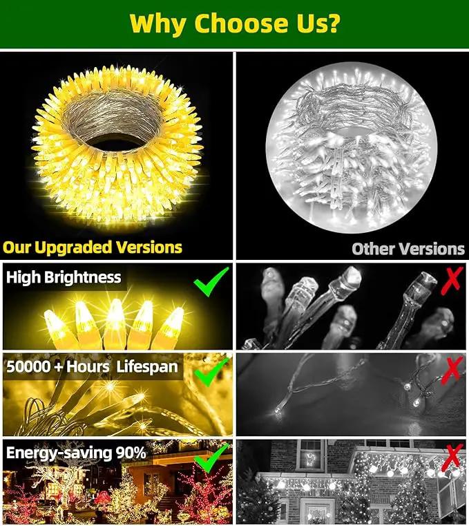 750 LED 246FT Christmas Lights Outdoor, Super Long Waterproof Christmas String Lights with 8 Modes, Christmas Tree Lights with Timer Memory for Fence Garden Xmas Wedding Party Decor Warm White by GreenHaven Gardens