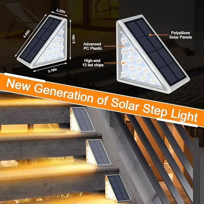 LED Solar Step Lights Waterproof Outdoor Stair Lights, Warm White Solar Deck Lights IP67 Solar Decoration Lights for Yard, Patio, Garden, Walkways, Front Door, Pathway, Driveway, Porch 2PK by GreenHaven Gardens
