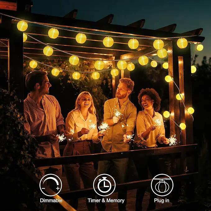 OMIKA Lantern String Lights Plug in- 40ft 40LED 2700K Warm White Mini Lantern Lights Waterproof, Hanging Hemp Rope String Lights Indoor Outdoor with Remote, Timer for Porch Fence Balcony Party Trees by GreenHaven Gardens