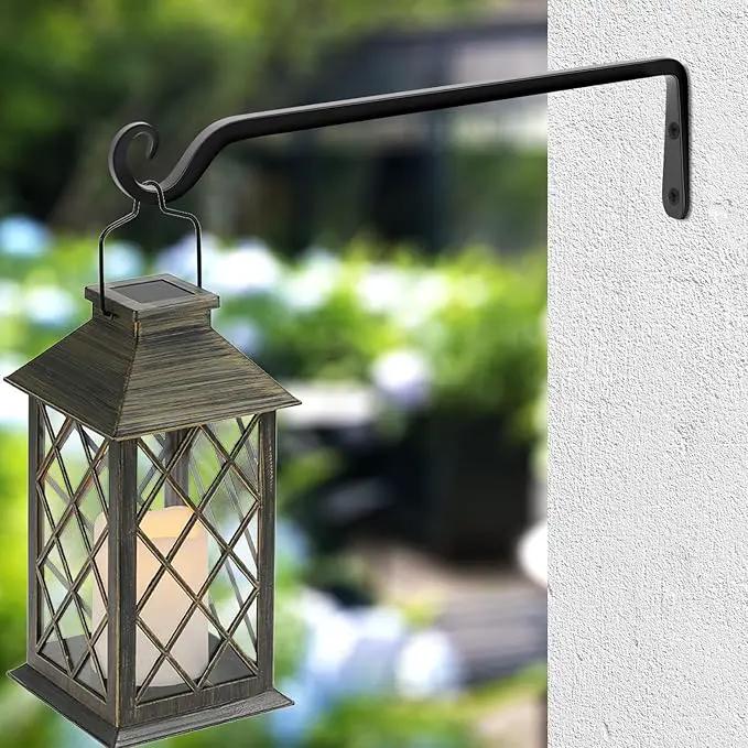 Gtongoko 2 Pack 15 Inch Plant Hangers Outdoor Metal Hanging Plant Bracket Bird Feeder Wall Hooks for Hanging Flower Basket, Wind Chimes, Solar Lanterns, Black by GreenHaven Gardens