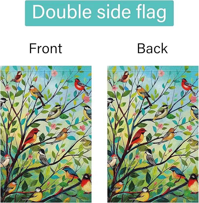 Louise Maelys Spring Welcome Garden Flag Bird Tree Double Sided 12x18 Inch Floral Small Burlap Holiday House Yard Outdoor Outside Home Decor by GreenHaven Gardens