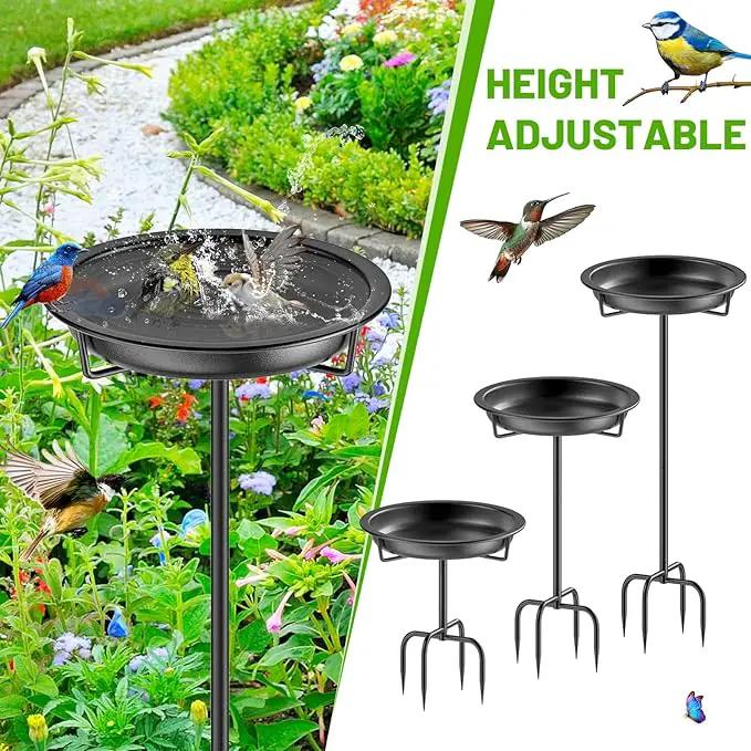 Metal Bird Bath for Outside Garden Birdbath Bowl, 36.2" Height Freestanding Bird Feeders for Outdoors with 4 Prongs Base Stake, Standing Birdfeeders for Yard Lawn Decor (Black) by GreenHaven Gardens