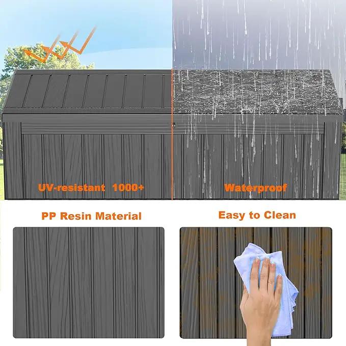 150 Gallon Deck Box,Resin Outdoor Storage Box with Lockable for Patio Furniture, Pool Accessories, Garden Tools Waterproof Outside Storage Box, Black by GreenHaven Gardens