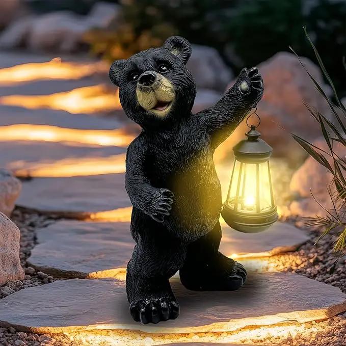 Solar Lantern Garden Statues Decor, Outdoor Bear Figurine Lights for Yard Patio Decoration - Unique Christmas Housewarming Gift for Grandma Wowen Mom by GreenHaven Gardens