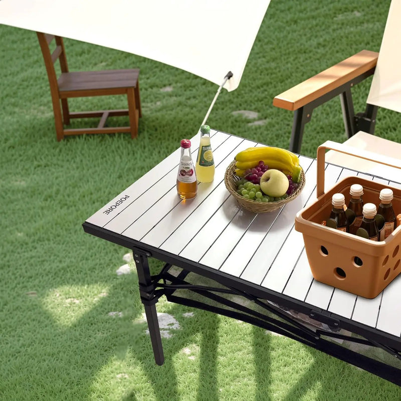 Large Folding Camping Table Aluminum with Storage for 4-6 People 55"X27.5" Roll Up Tall Outdoor Portable Table Lightweight with Carry Bag for Picnic BBQ Backyard Beach by GreenHaven Gardens