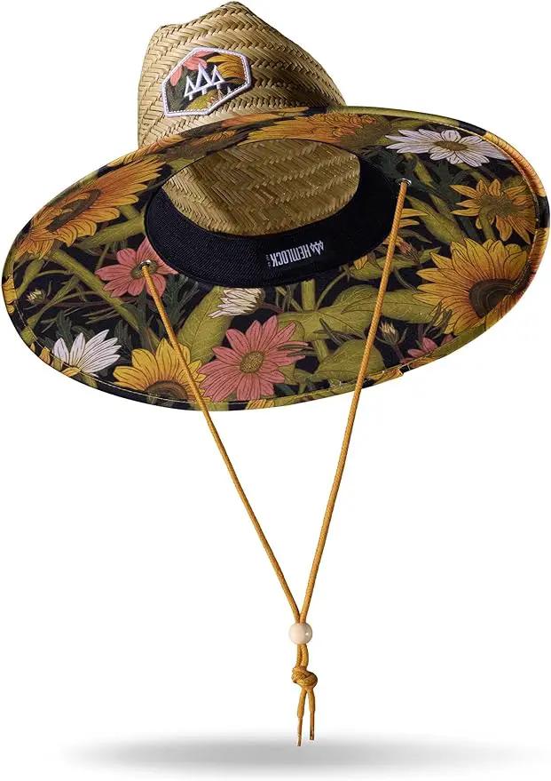 Straw Hat for Men & Women | Lifeguard Hat, Beach Hat & Sun Hat | UPF 50+ Wide Brim for Sun Protection | One Size | Hemlock by GreenHaven Gardens