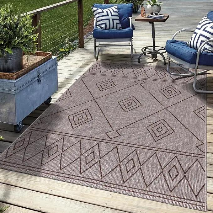 Keen Home Design Terrace Outdoor Area Rug - 5x8 Washable Indoor/Outdoor Rug for Patio, Kitchen, Balcony, Beach, Garden, Deck and Porch, Size: 5'3"x7'7" by GreenHaven Gardens