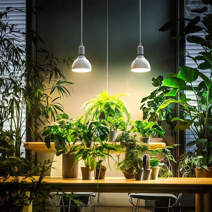 Barrina LED Grow Light Bulb, 50W (2 x 25W) Full Spectrum, with 16.4FT Power Cord, Hanging Grow Lights for Indoor Plants, Large Tall Plant, Garden, Flowers, Greenhouse, 2-Head by GreenHaven Gardens