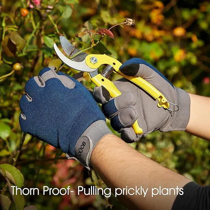 COOLJOB Thorn Proof Garden Gloves with Touchscreen Fingers for Men, Rose Pruning Work Gloves with Palm Cushion for Gardener, Farmer and Landscaper (Navy 1 Pair Medium) by GreenHaven Gardens