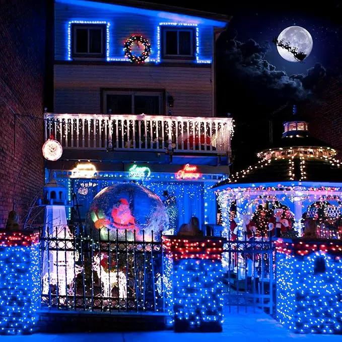 2 Pack Blue Solar Christmas Lights Outdoor Waterproof, Each 42.7 ft 100 LED Solar Powered String Lights, 8 Modes Solar Twinkle Lights for Garden Yard Patio Tree Porch Christmas Decorations by GreenHaven Gardens