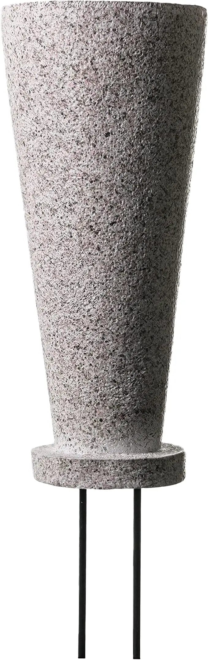 Cemetery Vase with Stakes - Plastic Flower Vases with 2 Ground Spikes, Draining Holes - for Garden, Lawn, Yard - Memorial Grave Decorations 12.7x3.4x3.9, Grey Granite Design by GreenHaven Gardens
