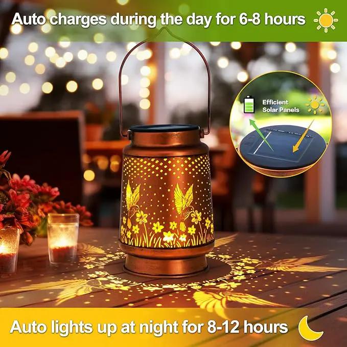 2 Pack Hummingbird Solar Lantern Lights Outdoor Decor, Hanging Metal Decorations Waterproof with LED Light, Landscape Lights for Garden Patio Yard Lawn Backyard Front Porch Gifts for Mom Grandma by GreenHaven Gardens