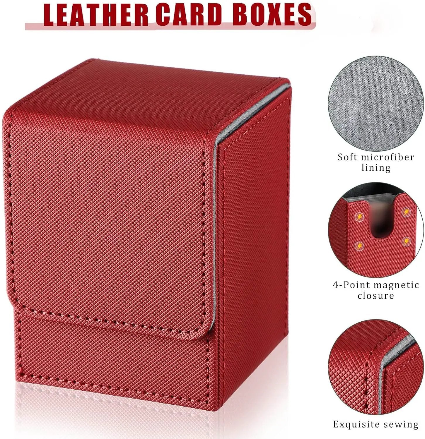 Yookeer 6 Pack Leather Deck Cases 100+ Card Deck Game Box Magnetic Playing Card Storage Box for 100 Plus Cards Compatible with Tcg(White,Black,Black Red,Red,Yellow,Purple,Vertical) by GreenHaven Gardens