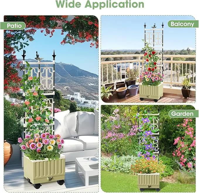 Tomato Planter Box with Trellis, 62" Self Watering Planter Trellis for Climbing Plants Outdoor, Raised Garden Bed for Garden Vegetables Flowers Herbs Indoor Outdoor by GreenHaven Gardens