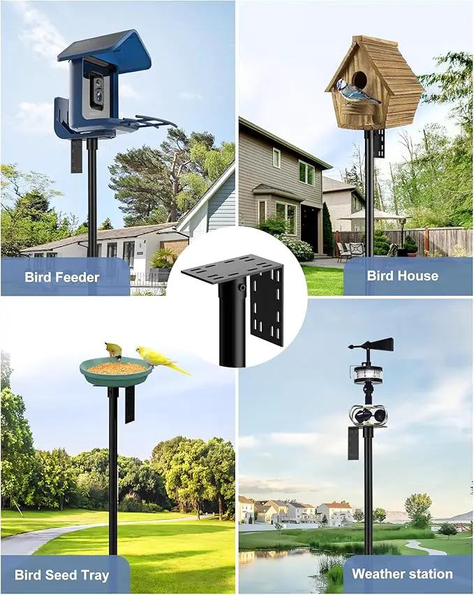 Bird Feeder Pole Stand – 90 Inch Height Feeding Station with 1-Inch Dia Heavy Duty for Hanging Feeders, Bird House Pole Mount Kit for Outdoor, Slip-Fit Connection by GreenHaven Gardens