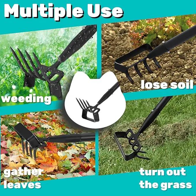 Upgraded Hula Hoe and Garden Hoe, Stirrup Hoe with Adjustable Handle for Weeding Digger loosening Soil Metal Garden Cultivator Hula Hoe with Rake Tiller Cultivator (30-62 Inch) by GreenHaven Gardens