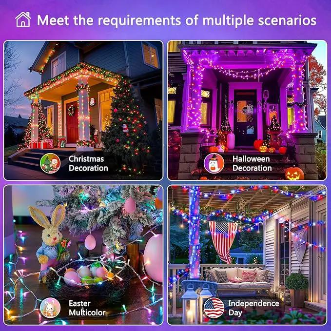 JMEXSUSS 200 LED RGB String Light Outdoor Indoor, Christmas Lights Outdoor Clear Wire Christmas Lights Plug in for Bedroom Tree Room Party Birthday Decorations by GreenHaven Gardens