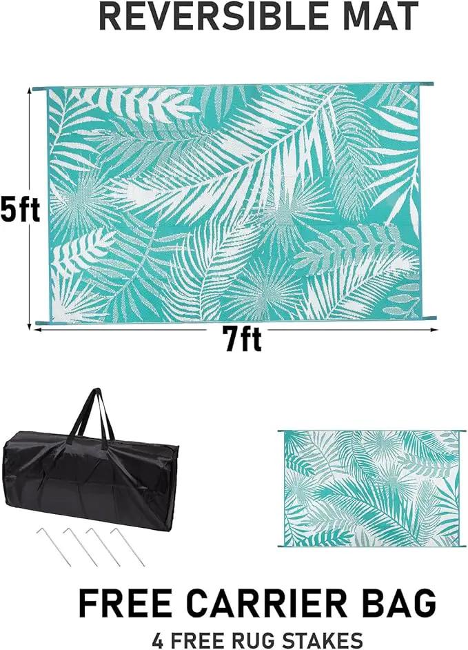 HiiARug Outdoor Rug 5x7 Reversible Plastic Straw Rug Waterproof Patio Rugs for Patios Clearance RV Mat for Outside Outdoor Carpet for RV Porch Deck Beach Camper Backyard by GreenHaven Gardens