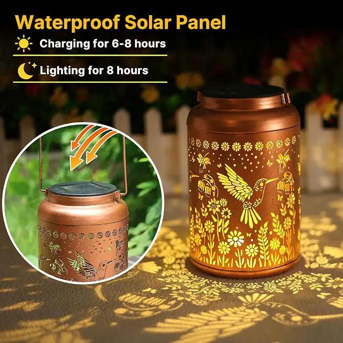 Hummingbird Solar Lanterns Outdoor Waterproof Hanging Solar Lights Metal Decorative LED Lanterns Outside Decor for Garden,Yard,Patio,Lawn Christmas Gifts for Women Mom by GreenHaven Gardens