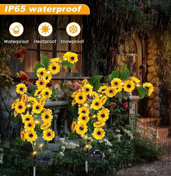 Solar Garden Lights Outdoor, 2 Pack New Sunflower Light for Outside, Solar Willow Vine Light with 46 LED Sunflowers, Waterproof Decor for Yard, Patio, Pathway, Gardening Gifts (2Pack Sunflower) by GreenHaven Gardens