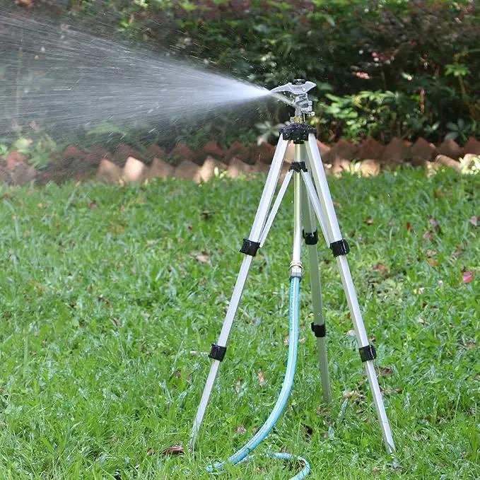 STYDDI Heavy Duty Impact Sprinkler on Tripod Base, Tall Metal Pulsating Telescoping Tripod Sprinkler for Large Area, Yard, Lawn, Garden, Waters up to 70 Ft. Diameter, Legs Extends Up to 36-inch by GreenHaven Gardens