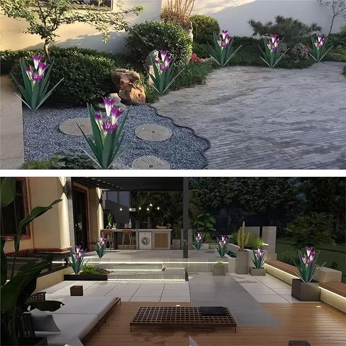 Homight Metal Agave Plant Outdoor Decoration Outdoor Garden Decoration Lily Mexican Yard Art Plant Garden Agave Lily Decorative Garden Gift… (3 Big Purple Lilies) by GreenHaven Gardens