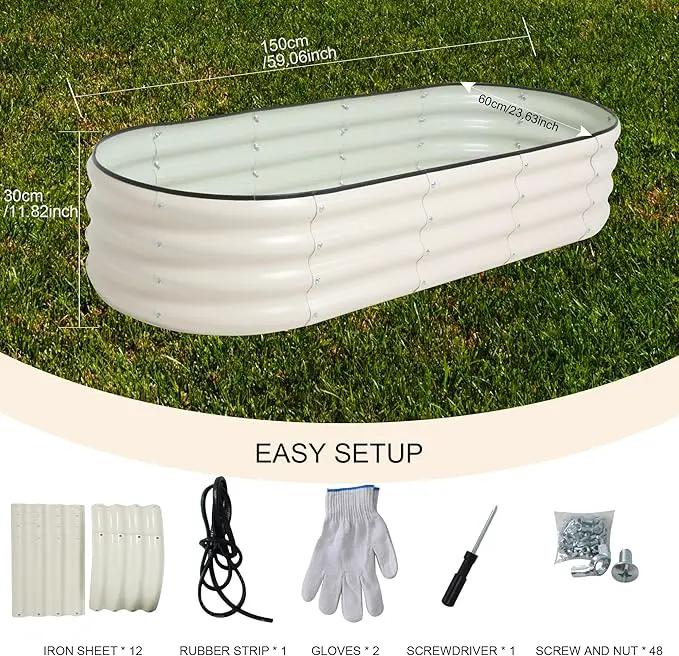 Galvanized Raised Garden Bed Kit Outdoor Metal Garden Planter Box for Backyard Gardening, Planting Vegetables, and Patio (59"x23.6"x11.8") by GreenHaven Gardens