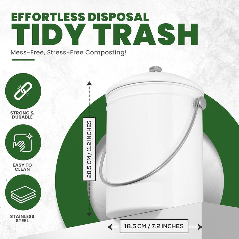 Utopia Kitchen Compost Bin for Kitchen Countertop, 1.3 Gallon Compost Bucket for Kitchen with Lid, Includes 1 Spare Charcoal Filter (White) by GreenHaven Gardens