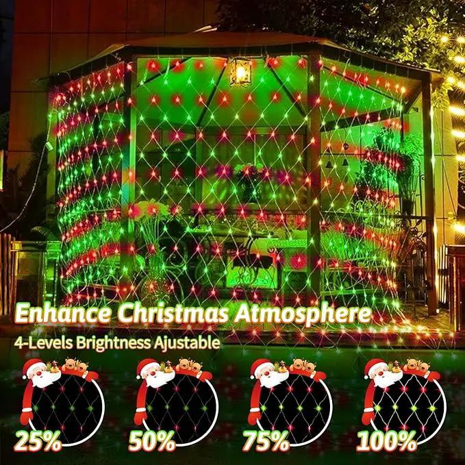 JXLEDAYY Christmas Net Lights Outdoor Decorations 3M*2M Mesh Lights Fairy String Lights Plug in with Timer Waterproof for Outside Bush Window Wall Patio Party Decor (Red ＆ Green, 200 LED 3M*2M) by GreenHaven Gardens