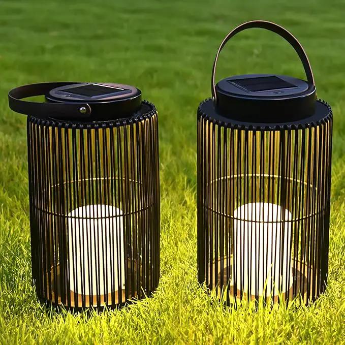 2 Pack Solar Lanterns for Outdoor Waterproof, ZBLUXBZ Outdoor Table Lamp for Outside Hanging Solar Lights, LED Garden Cordless Lights Perfect for Patio and Pathway Lighting (11-inch Height，Black) by GreenHaven Gardens