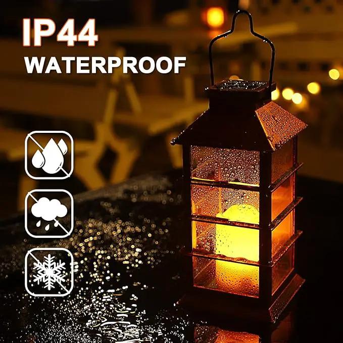 2 Pack Christmas Solar Lantern,Outdoor Garden Hanging Lantern-Waterproof LED Solar Lanterns Plastic Flickering Flameless Candle Mission Lights for Christmas Table, Outdoor, Party Decorative (Black) by GreenHaven Gardens